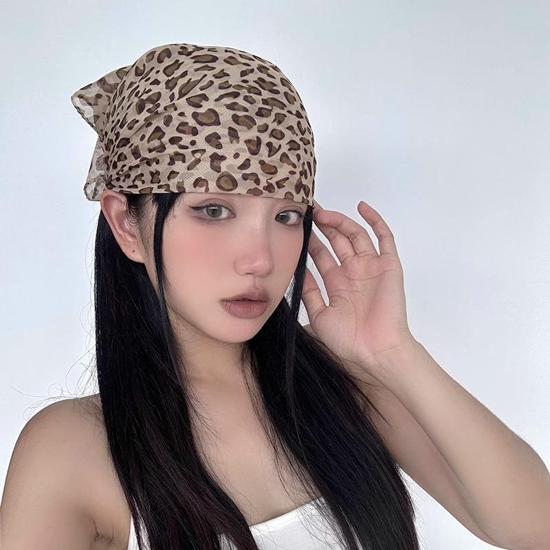 2025 New Leopard Print Square Scarf Women Satin Bandana Thin Edge Scarves HeadBand Fashion Lady Hairband Wrap Neckerchief