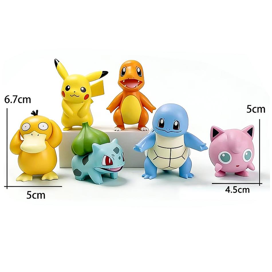 6pcs/set Pok mon Figures Pikachu Toys Model Charmander Psyduck Squirtle Jigglypuff Bulbasaur Kawaii Collect Dolls Kids Gift