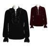 Medieval Gothic Velvet Gown with Vintage Long Sleeves for Cosplay and Stage Performance