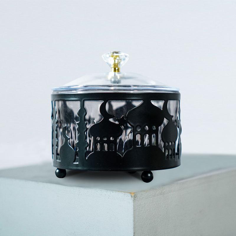 Сервировочные тарелки для Ид Мубарака с крышкой, металлический поднос для десерта в честь Рамадана, коробка для хранения продуктов, банка, контейнер, украшение стола для печенья, конфет