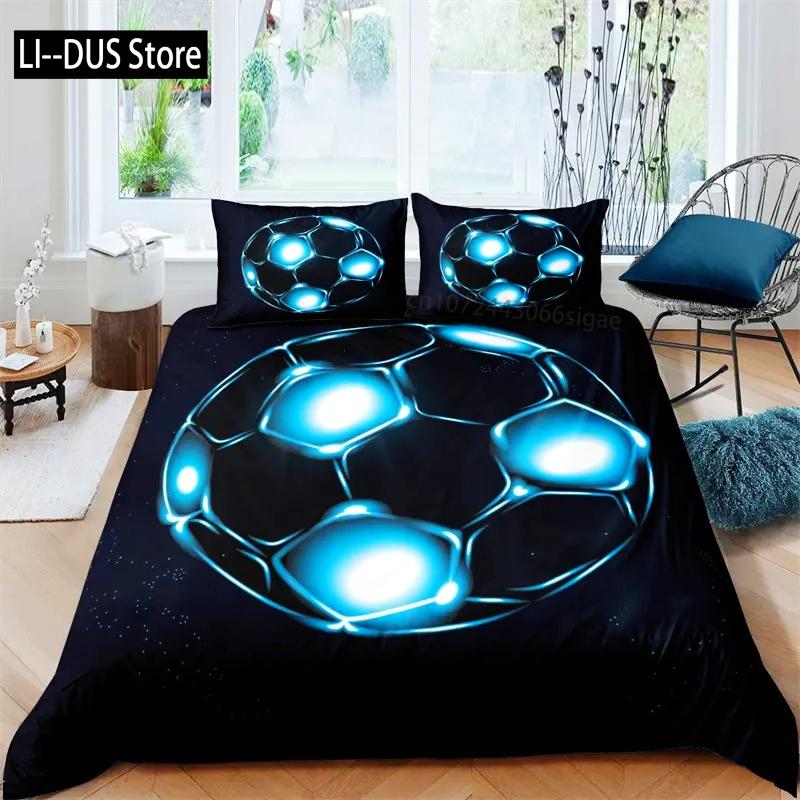 Football Duvet Cover Sports Theme Ball Games Bedding Set Kids Basketball Hockey Comforter Cover Twin for Boys Girls Room Decor