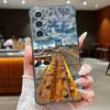 Чехол INS с изображением гор и моря для Samsung S26 S25 S24 Ultra S23 S22 S21 FE A54 A15 A35 A55 A16 A26 A36 A56 A17 A37 A57 5G с кармашком для карты