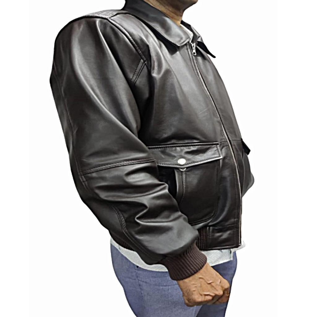 Мужская темно-коричневая кожа из овечьей кожи, куртка-бомбер, байкерская куртка, полная застежка-молния на Хэллоуин, стильная мужская куртка, подарок ко Дню отца, армейская мужская куртка