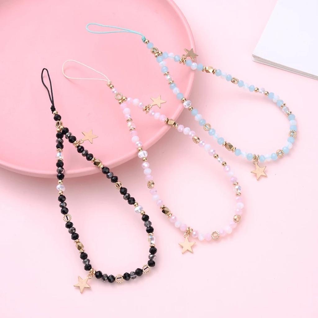 Multicolor Mobile Phone Chains Telephone Jewelry Beaded Strap Beaded Lanyard Hanging Cords Perfect Gift for Women Girls
