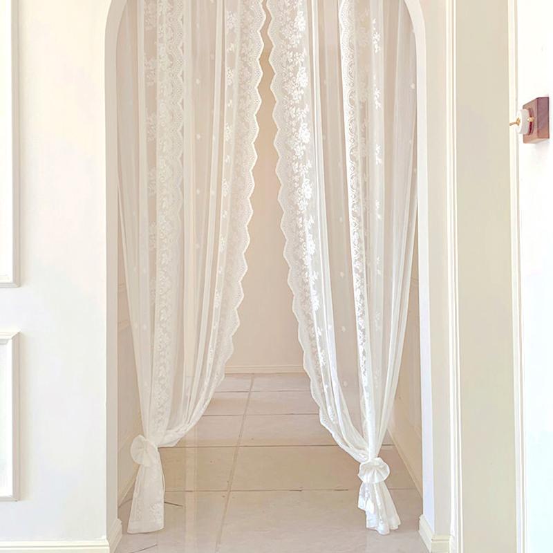 1 шт. кружевная занавеска французская полая пряжа вентиляция домашний декор французский экран белый шифон спальня принадлежности