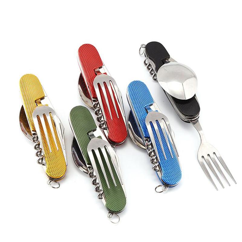 6 в 1 кемпинг пикник складная ложка вилка посуда открытый инструмент для выживания
