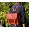 Vintage Goat Leather Messenger Shoulder Backpack Laptop Bag Satchel Convertible