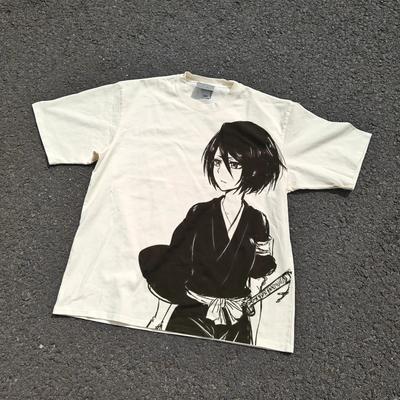 Харадзюку Y2K Топ Новый Отбеливатель Бог Смерти Рукия Кучики Тяжелая Футболка с Коротким Рукавом Винтажные Графические Футболки Харадзюку Топы Футболки