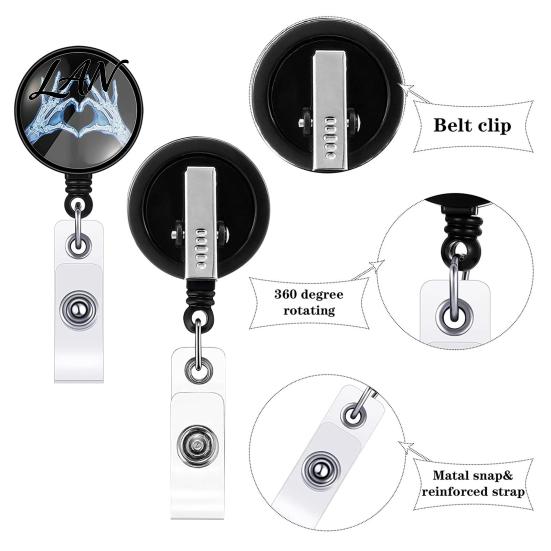 ID Card Holder Radiology Badge Reel, Retractable Skeleton with Clip, Chest Medical Student Skull Bones Patterns Name for Nurse Doctor Cards Clip