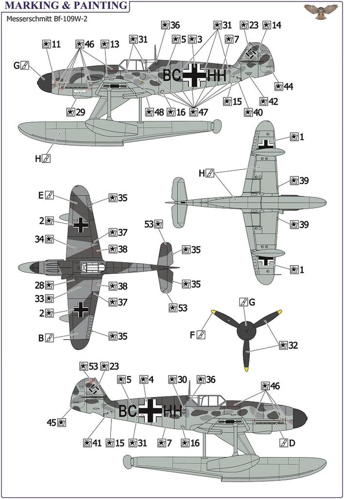 Пластиковая модель истребителя Sovaem Luftwaffe Messerschmitt 1/72 Bf109W-2