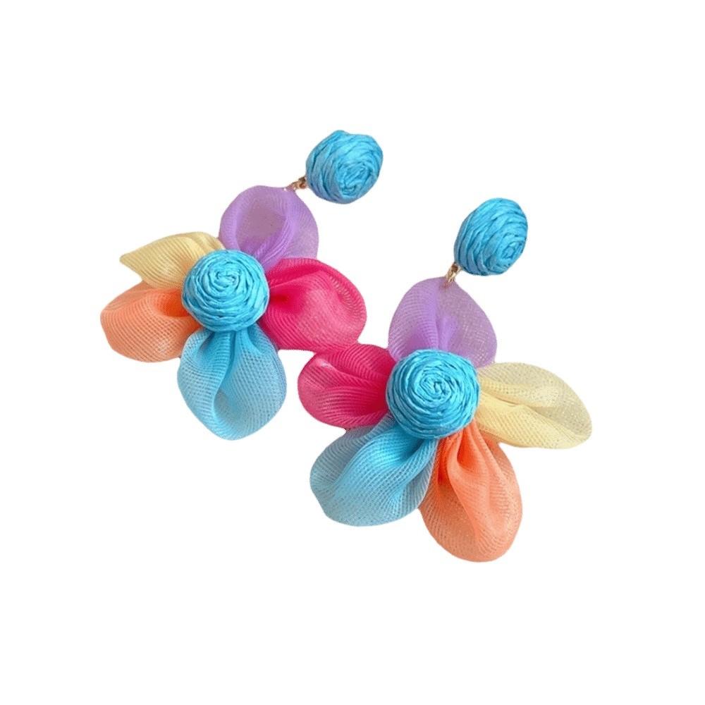 Raffia Dangle Earrings Sunflower Flower Ear Drop Elegant Wood Drop Earrings Holiday