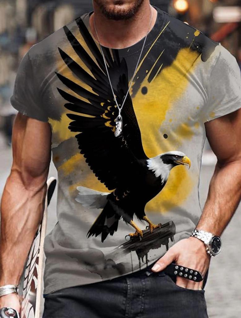 Летняя винтажная мужская футболка с рисунком льва 3D-принтом, модный короткий рукав, мужская одежда, свободная футболка, повседневная уличная одежда