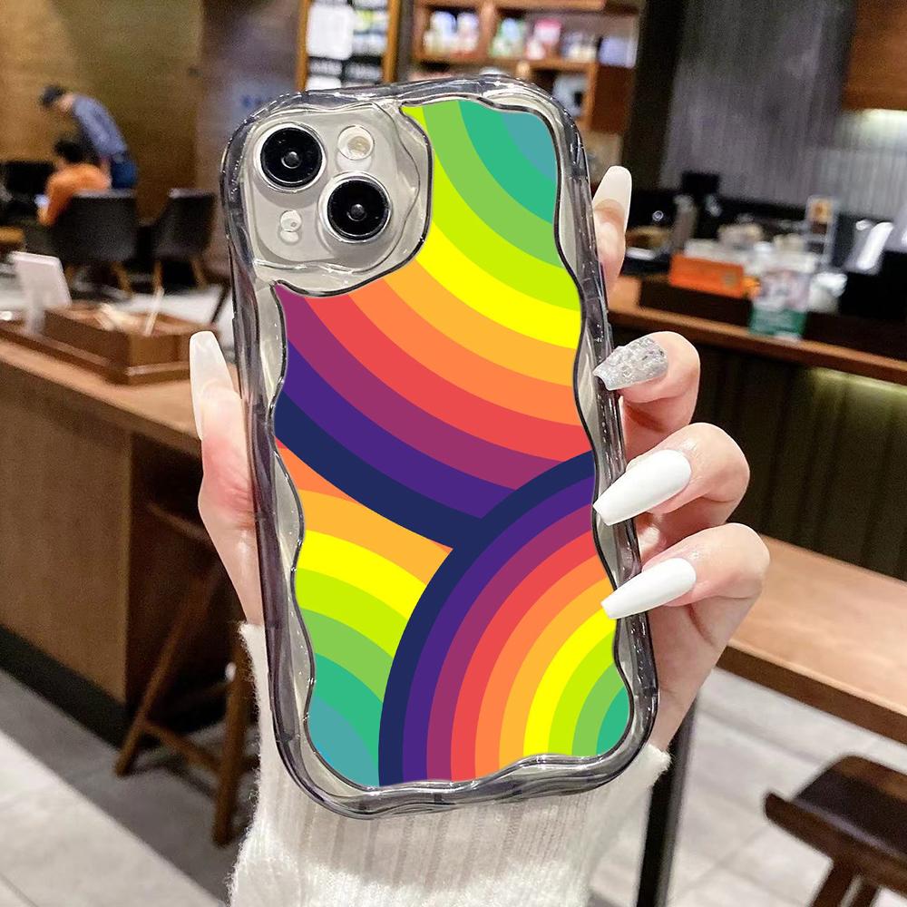 Ae93 Радужный художественный дизайн защитные чехлы для телефонов Apple iPhone 16 15 14 13 Pro Max 11 12 mini XR 7 8 6s Plus XS Max SE Wave TPU задняя крышка