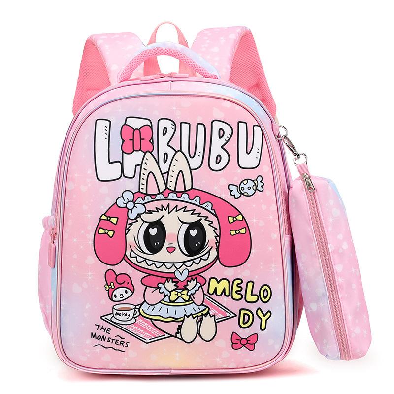 The New LABUBU Children's Schoolbag Cute Cartoon Pencil Case Backpack Boys and Girls Primary School Students First and Second Grade Backpack