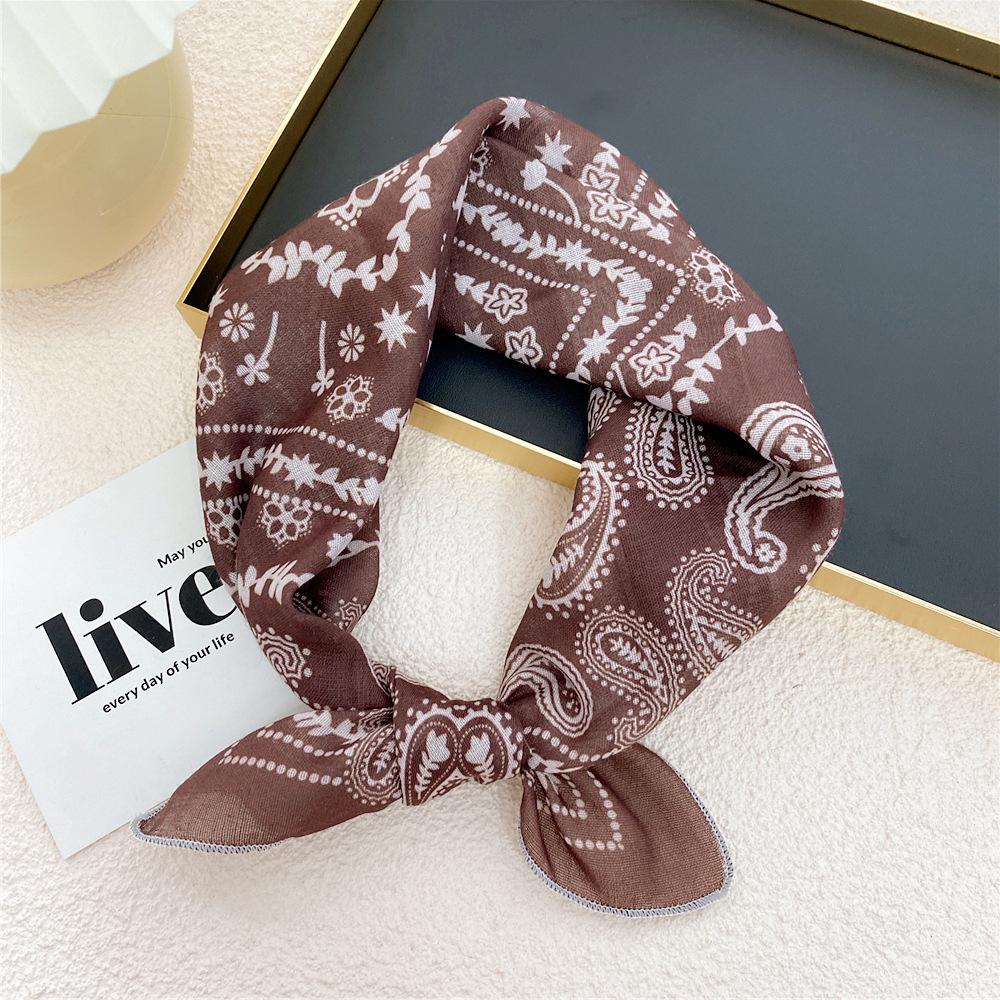 Cotton And Linen Small Square Scarf Silk Scarf Women'S Spring And Autumn New Style Artistic And Versatile Fashionable Temperament Headband Scarf