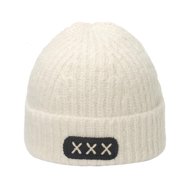Японская тканевая этикетка XXX шерстяная шапка женская осенне-зимняя теплая корейская версия универсальная вязаная шапка мужская маленькая вязаная шапка для лица