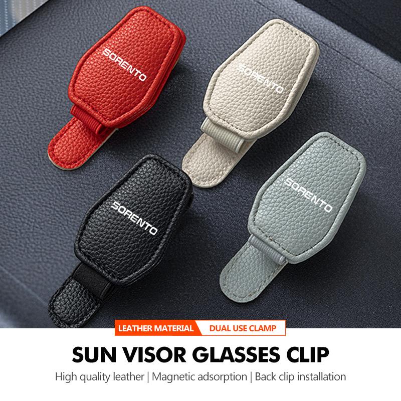 For KIA Magnetic Leather Car Sunglasses Clip Ticket Clip Auto Accessories Sorento R 2011 2013 2014 2016 2017 2018 Stinger BO2