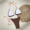 2Pcs/Set Women Bikini Set Adjustable Halter Strap Bikini Bra Bow Tie Swimming Briefs Set Summer Vacation Party Swimwear
