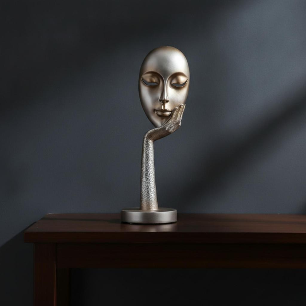 Abstract Face Sculpture Artistic with Mask Elegant for Entryway