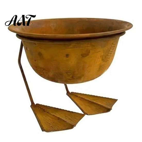 Garden Tabletop Decoration Metal Bird Foot Planter Bowl, Vintage Chicken Duck Paw Base Small Succulents Style Iron Pot, Rustproof Flowerpot