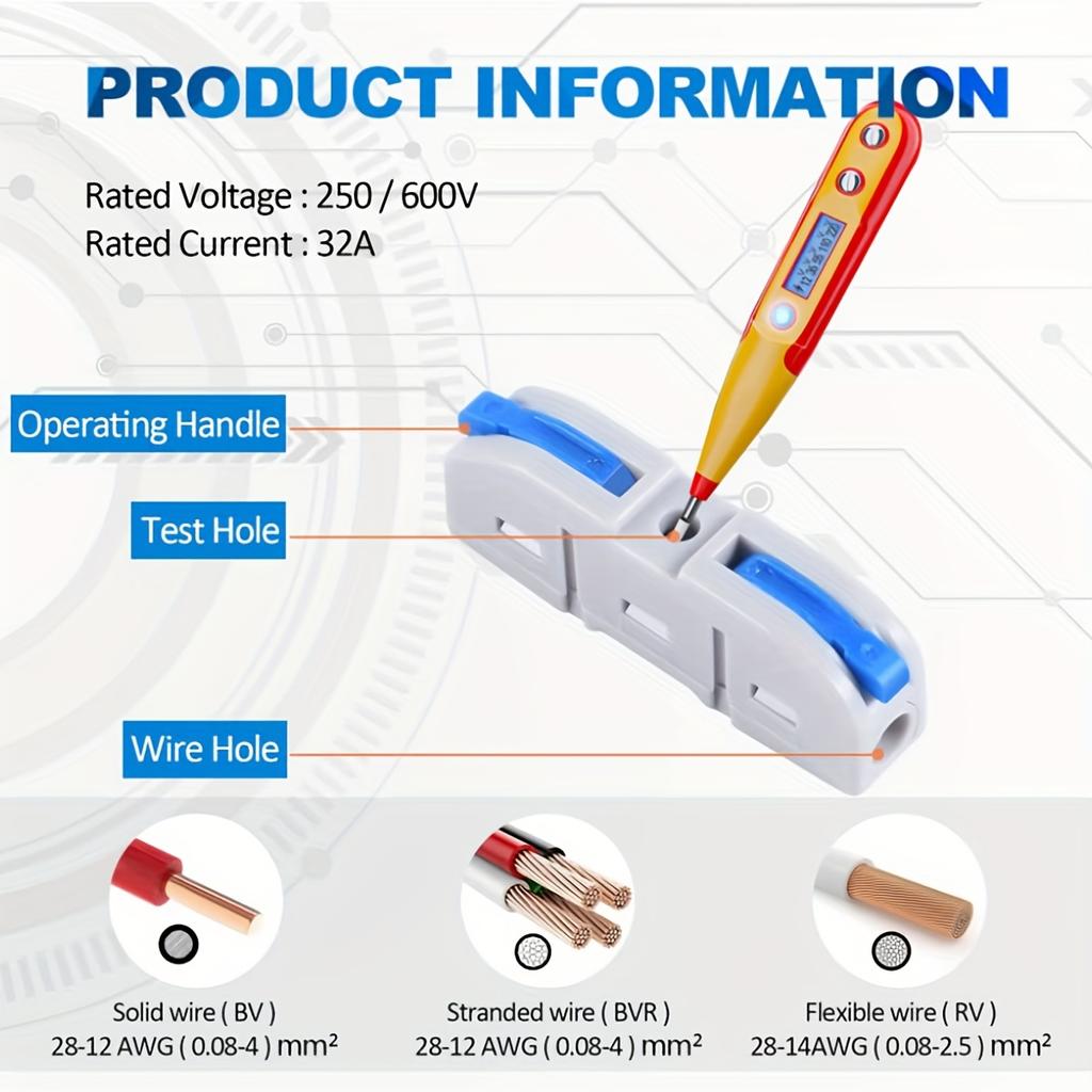 Рычажные соединители проводов, комплект из 50 линейных соединителей проводов для быстрого подключения, компактных электрических соединителей Push-in Splicing