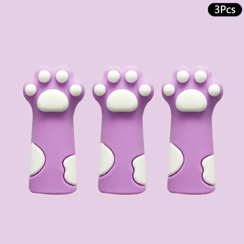 3 шт. Милый колпачок для карандаша в виде кошачьей лапки, симпатичные чехлы для ручек, заглушки для игл, силиконовый протектор, удлинитель для карандашей, школьные принадлежности