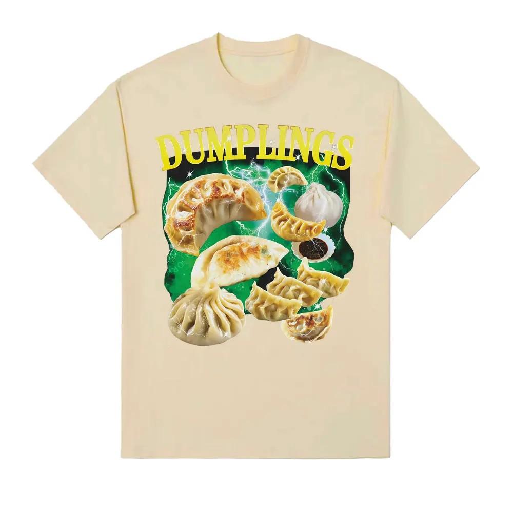 Dumplings Food Graphic Tee Casual Crewneck Short Sleeve Tshirt for Unisex 90s Vintage Style