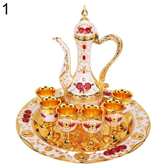 8 шт./набор Ретро Цинковый сплав Винная чаша Чайник Поднос Набор Домашний Свадебный Декор Контейнер