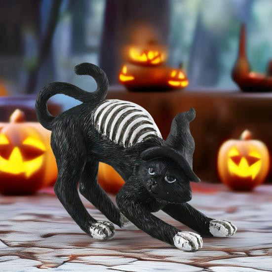 Хэллоуин Черная Кошка Статуэтка Жуткая Статуэтка Ведьмы Смола Паук Животное Скульптура Домашний Офис Настольное Украшение Орнамент Фестиваль Подарок