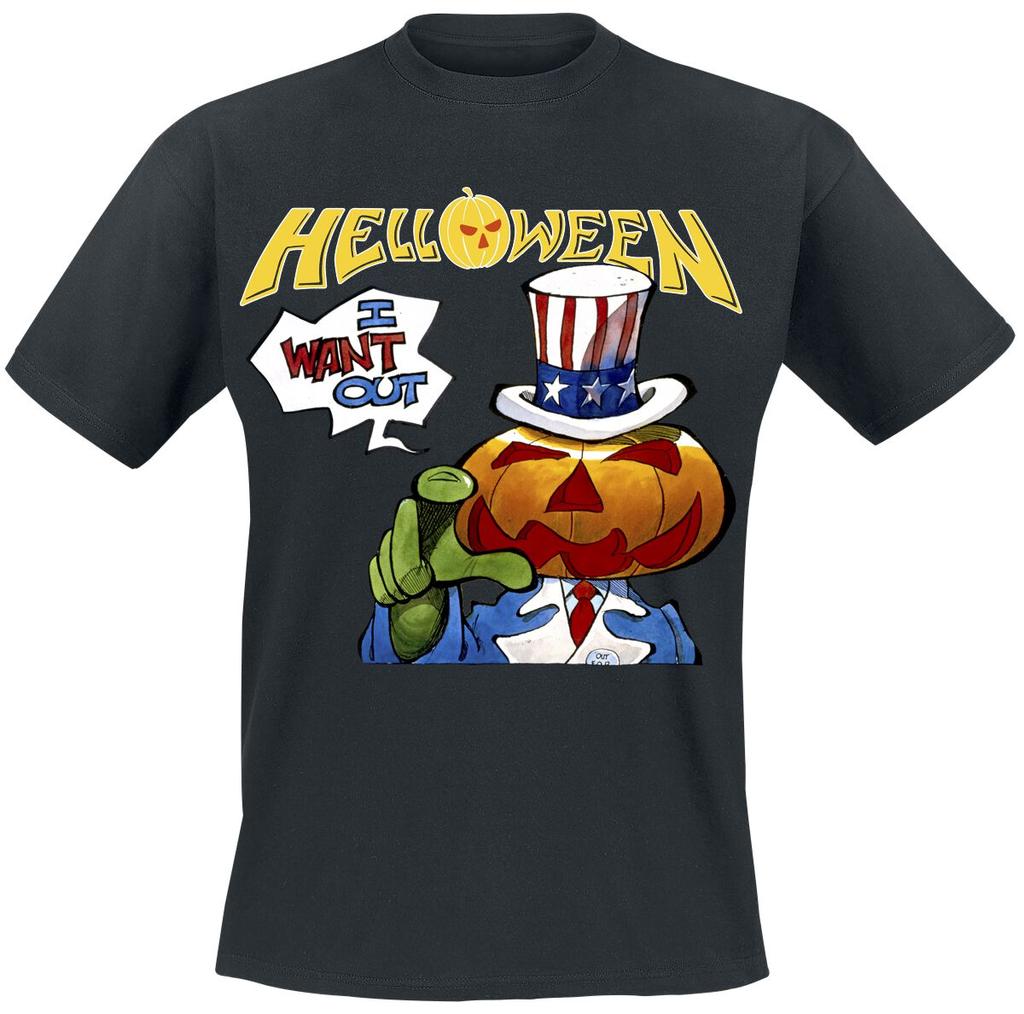 I Want Out Helloween T-Shirt Men Women Vintage Metal Rock Band Graphic Tee 100% Cotton Summer Streetwear Top