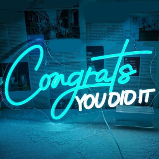 Светодиодная неоновая вывеска Congrat Grad, не мерцает, яркость регулируется, питание от USB, ночник Congrat Graduation Sign