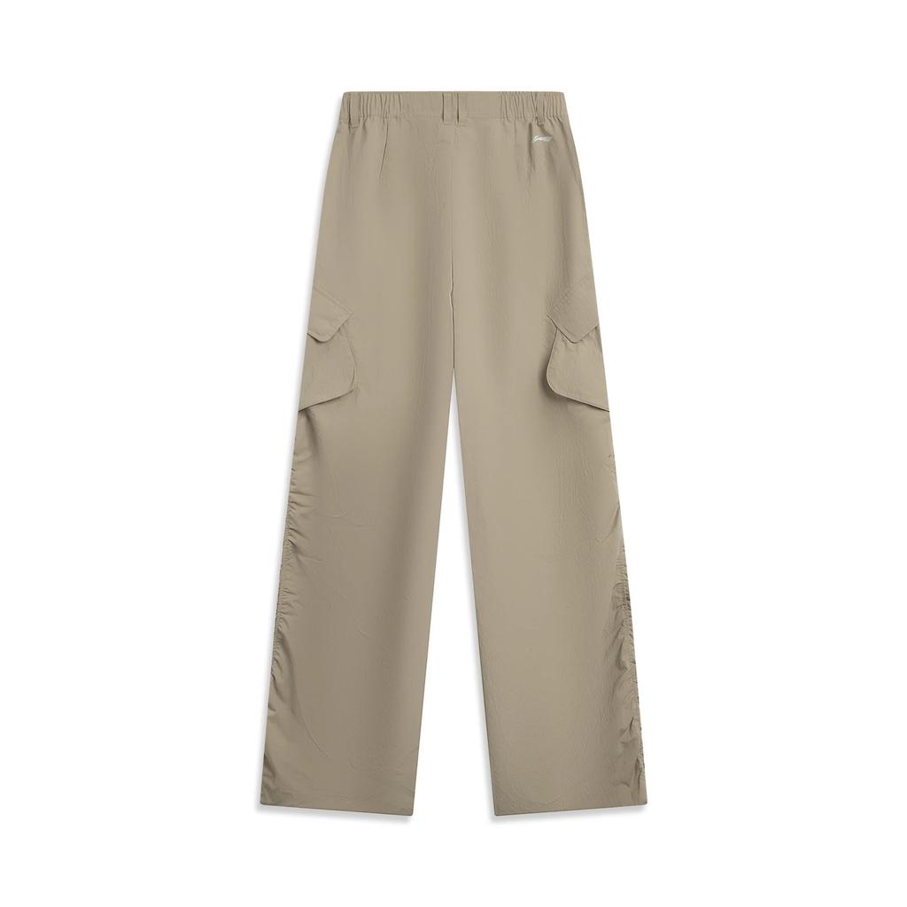 Li Ning CF Outdoor Series Simple Comfortable Wide Leg Mid Waist Solid Color Sports Long Pants Women Pants AYKV600-1