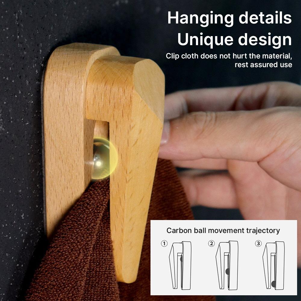 3PCS 1.77×1.73×3.96in Towel Clips Wood Wall Hanger Clamps Vintage Towel Holder Kitchen