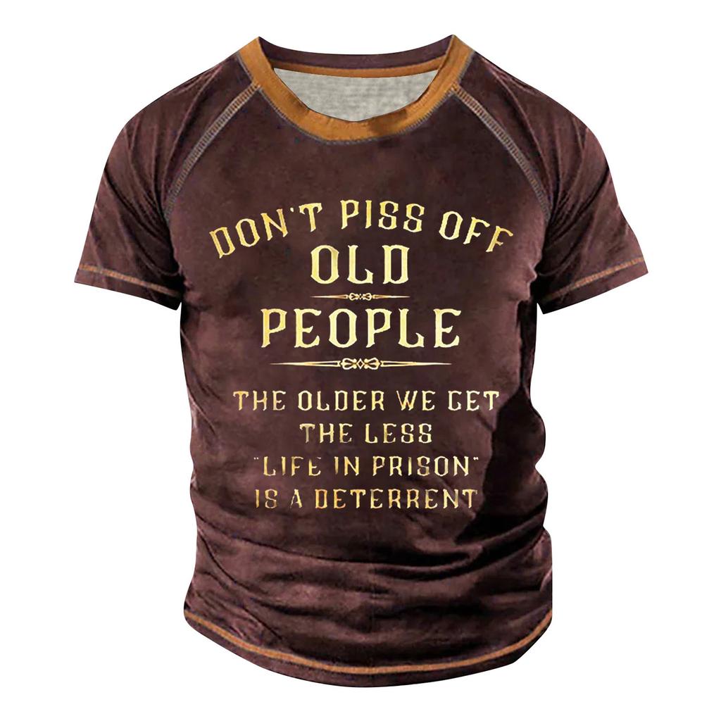 Men's Raglan T-shirt Retro Short Sleeve Round Neck Letter Printing Tops