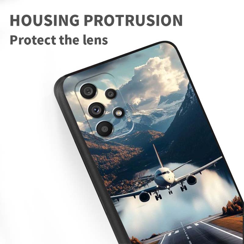 Модный узор с самолетами Для Samsung A73 A72 A71 A55 A54 A53 A52 A51 A13 A22 A16 A15 A12 A14 A26 A07 5G Черный чехол для телефона