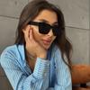 Protective Glasses 2Pcs Fashion Woman Black Square Sunglasses Large Frame Design Sun Glasses Female Simple Style Glasses Uv400
