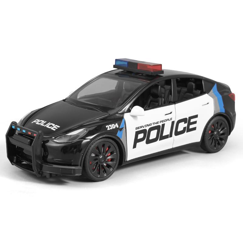 1/24 Scale Police Roadster Model Y Model 3 Cybertruck Model X Model S Diecast Metal Alloy Model Car Children's Toy Car Gift for Friend