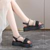 Женские сандалии летние черные уличные нарядные с открытым носком повседневные толстые подошвы на платформе милые сандалии для девочек размера плюс