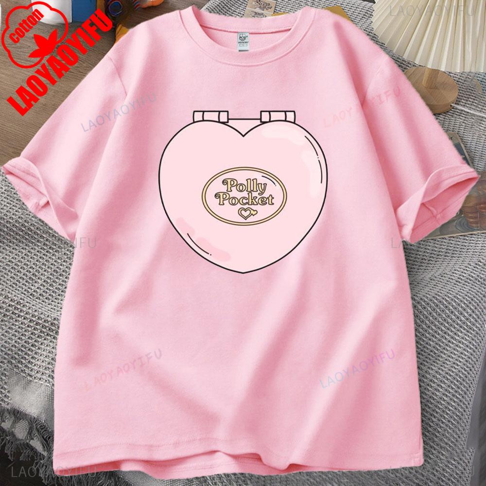 ZX Футболка Polly Pocket с принтом Топы Polly Pocket Буквенная одежда Дышащие Camisetas Ностальгия Ретро Высококачественные хлопковые топы