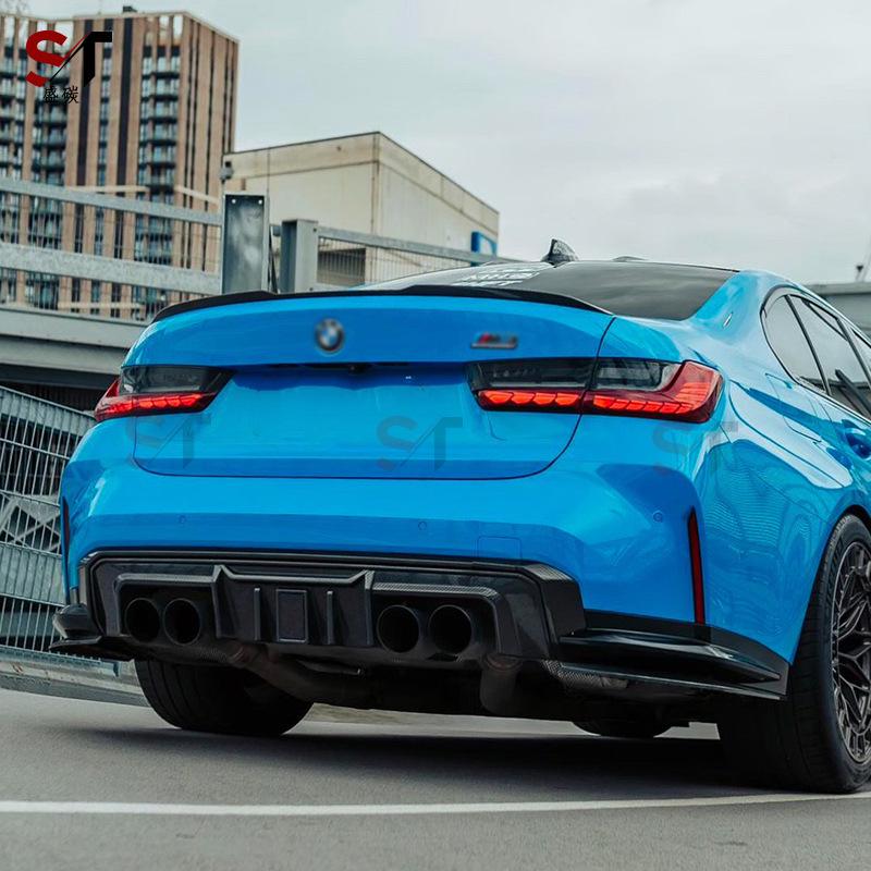 BMW M3 G80 M4 G82 G83 R44 Style Carbon Fiber Rear Lip Diffuser with Lights