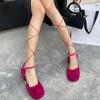 Fashion Stylish Sandals 2024 New In Fashion Sexy Shoes Woman Furry Chunky Heel Party Sandals Weeding Shoes Bride Pumps Designer Heels