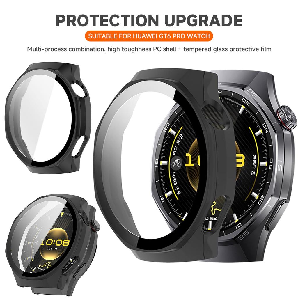 Полный защитный чехол для Huawei Watch GT 6 Pro 46 мм Чехол-защита экрана GT6 Pro 46 мм Чехол-оболочка PC 2-в-1 + Закаленное стекло