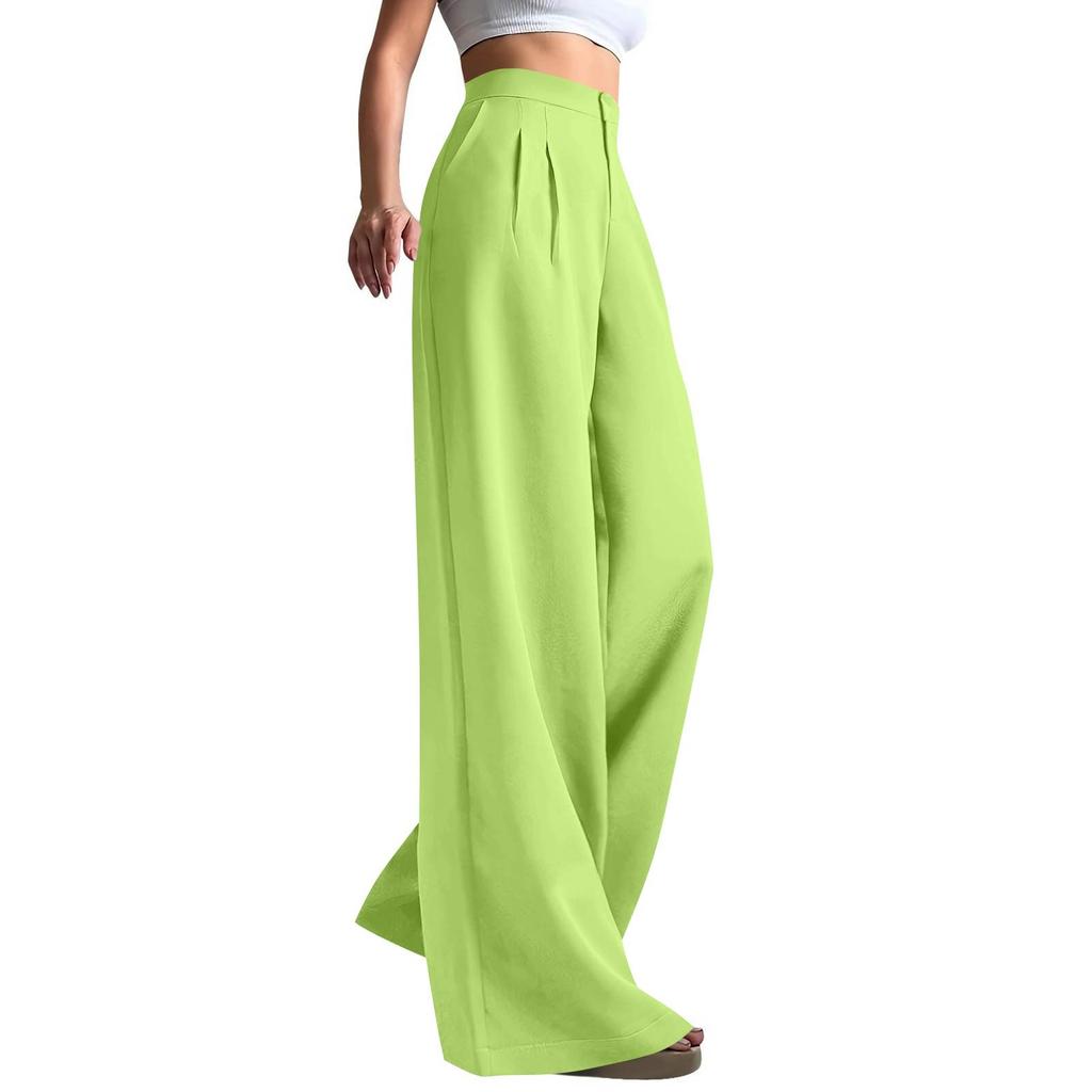 Рабочие брюки женские деловые повседневные с высокой посадкой и широкими штанинами, нарядные рабочие наряды