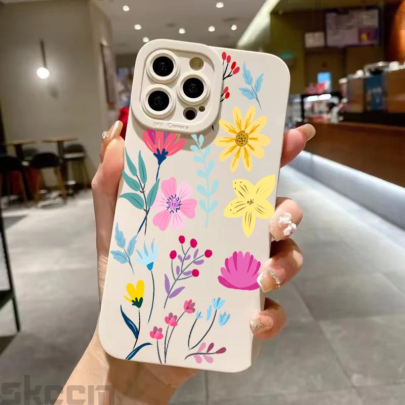 Colorful Flowers Strawberry Silicone Case For Samsung Galaxy S25 S24 S23 Ultra S22 S21 Plus S20 FE A55 A54 A15 A35 Soft Cover