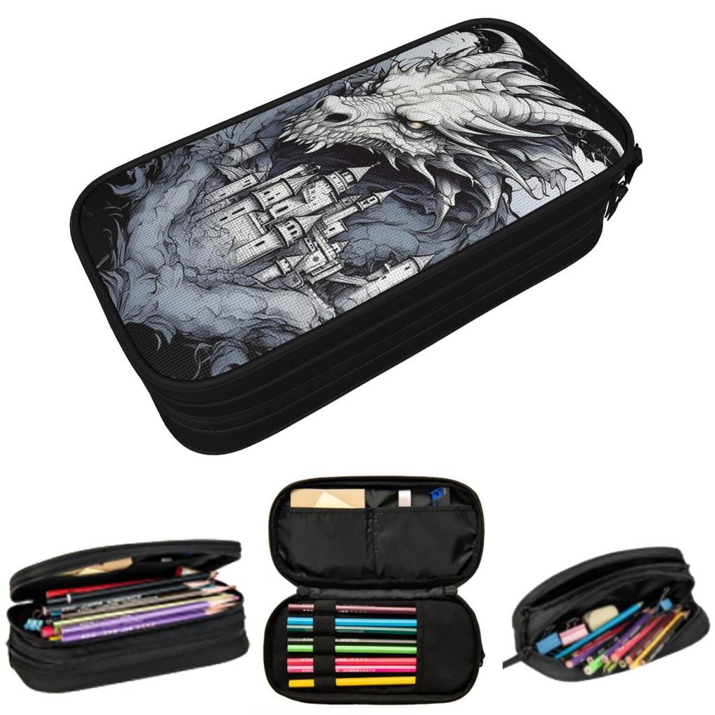 Fantasy Mythical Dragon And Castle Pencil Case for Boys Girls Gifts Pen Box Pencil Bag Stationery Supplies Pen Holder Bag