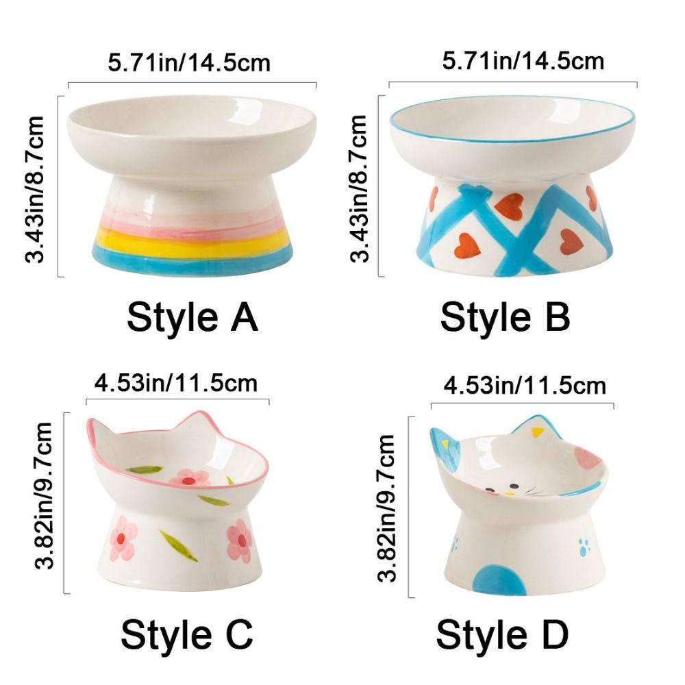 Handmade Cat Elevated Bowl Flat/Slanted Mouth Pet Food Bowl Dog Food Feeder for Feeding