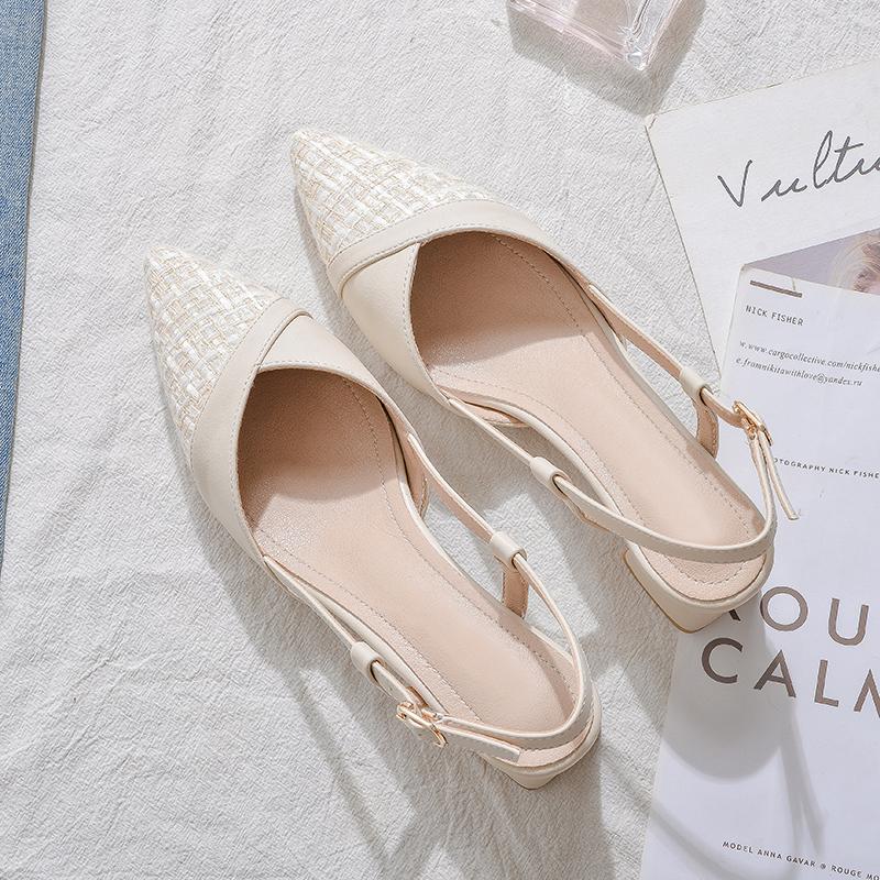 Fashion Women's Breathable Sandals 2024 Summer New Fashion Pointed Thick Heeled High Heels Outside Wearing Women Elegant Single Shoes