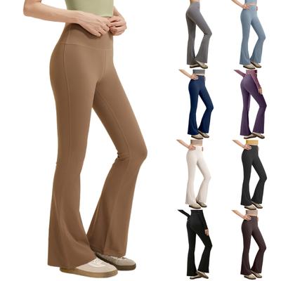 Женские Повседневные Брюки с Карманами, Брюки Клеш, Натягивающиеся, С Завышенной Талией, Эластичные