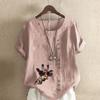 Women's Fashion Giraffe Prined Short Sleeve T-shirt Loose Cotton Shirt Casual Loose Summer Blouse Tops Plus Size
