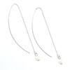 [Jewelry Shop M] Earrings Ladies Long Curve Chain American Earrings Compatible with Metal Allergies Motif Silver Nifam02 Pearl R